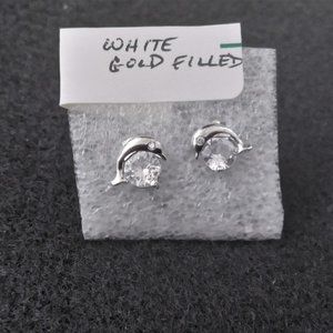 Brand New Cute Dolphin Pierced Earrings with White Eyes